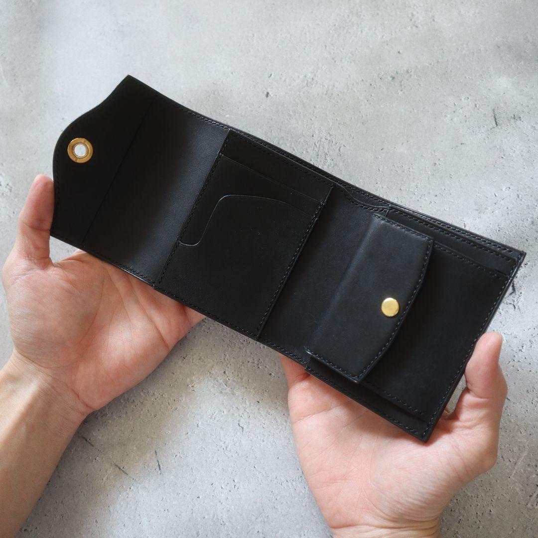 【受注制作】オコシ金具の三つ折り財布　フルハンドメイド　イタリアンレザー