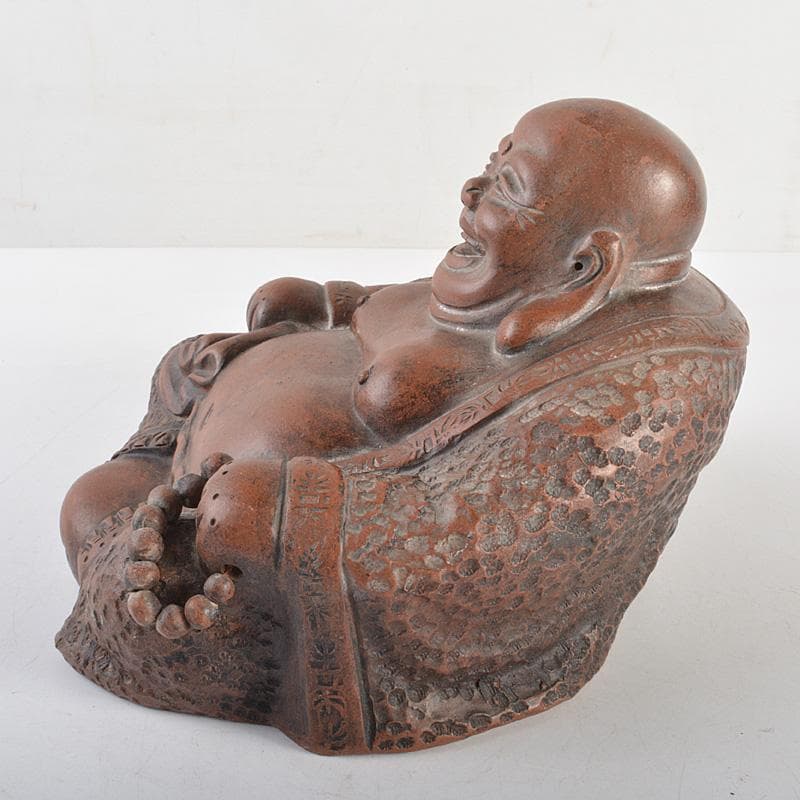 中国　紫砂　朱泥　布袋像　在銘　V　R7033E