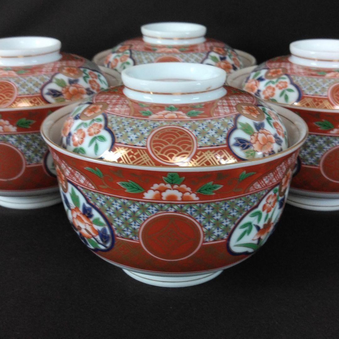 美濃焼 庫山窯 絢爛豪華 金彩 古伊万里 蓋付き小丼 お碗揃 4客 前畑陶器