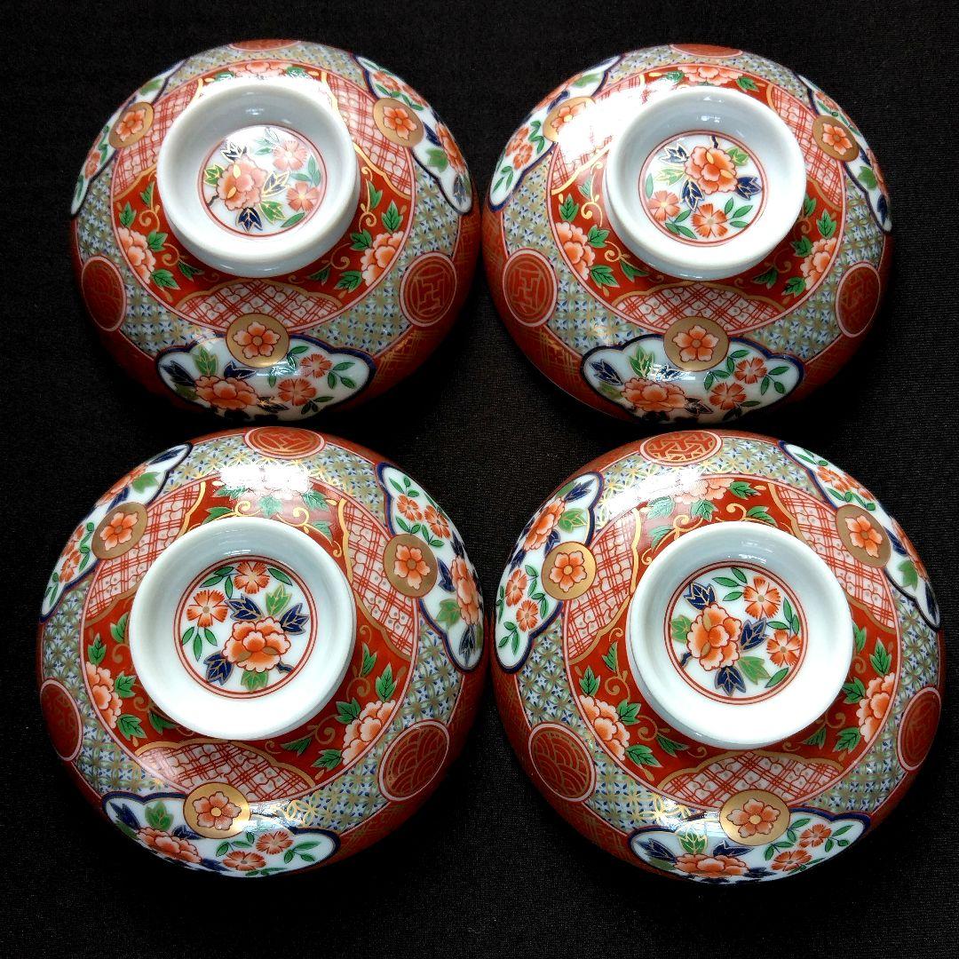 美濃焼 庫山窯 絢爛豪華 金彩 古伊万里 蓋付き小丼 お碗揃 4客 前畑陶器