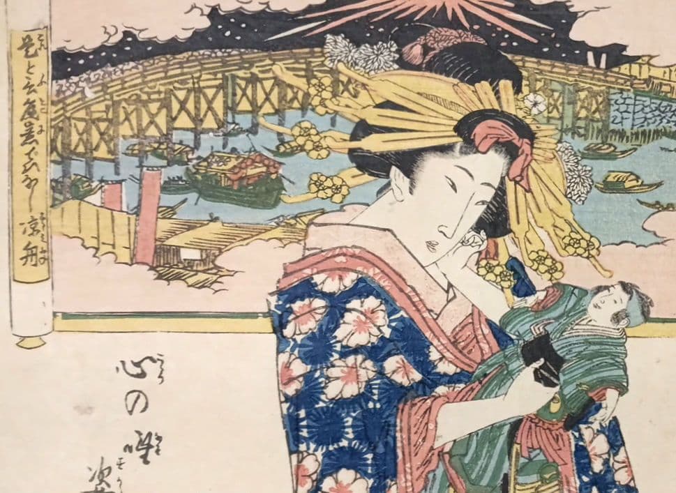 浮世絵版画、東都名所両国橋之涼、渓斎英泉画、文化後期～文政出版