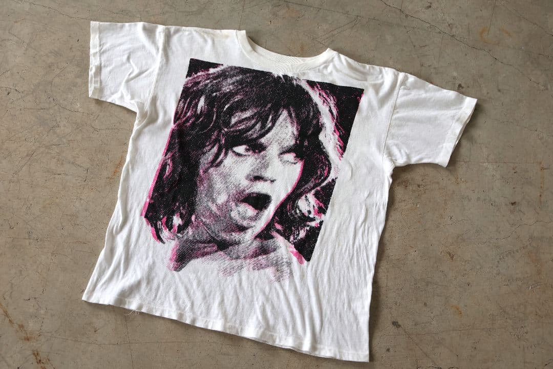 希少 ヴィンテージ ローリングストーンズ ミックジャガー フェイス 顔Tシャツ白