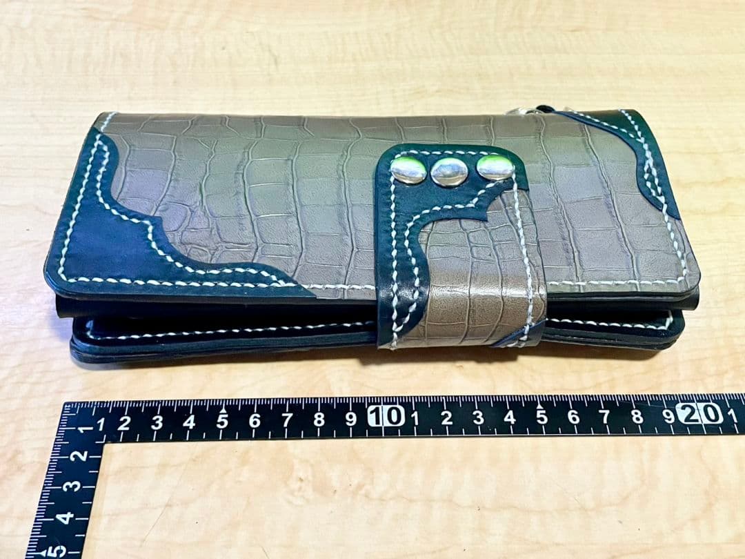 長財財布☆牛本皮・クロコ調★【新品】★