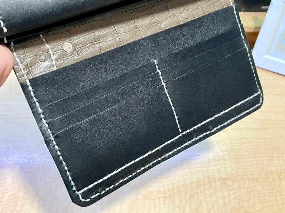 長財財布☆牛本皮・クロコ調★【新品】★