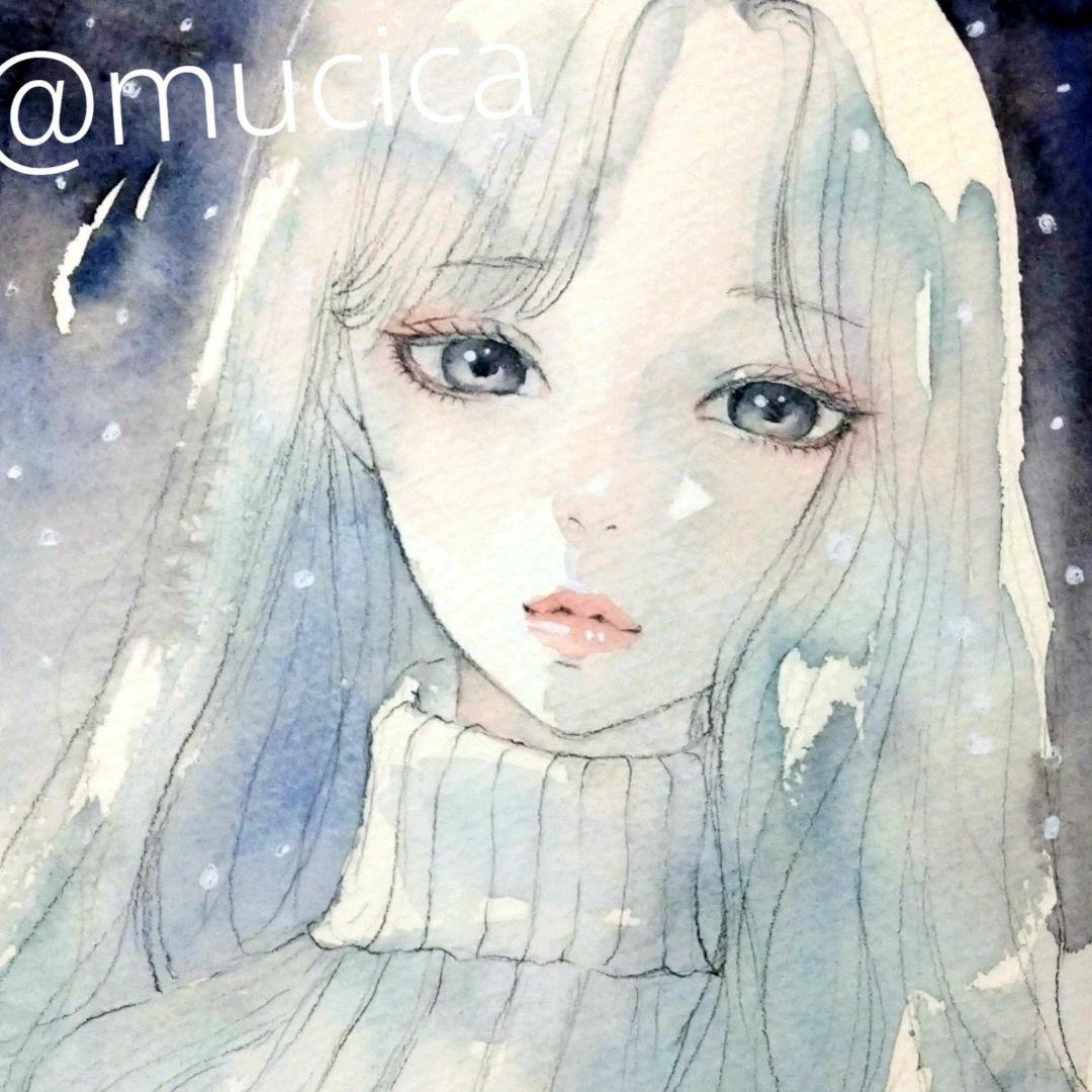 肉筆原画　手描きイラスト　26122　絵画　アナログ　水彩画　美人画