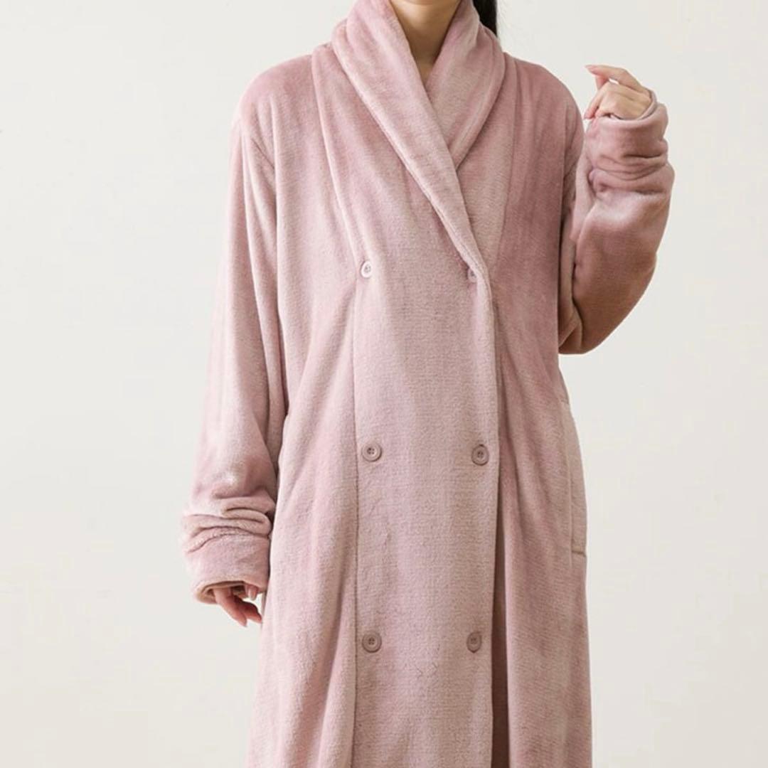 【完売品】ニトリ すっぽり収納 着る毛布 襟付きロング ローズ Lサイズ