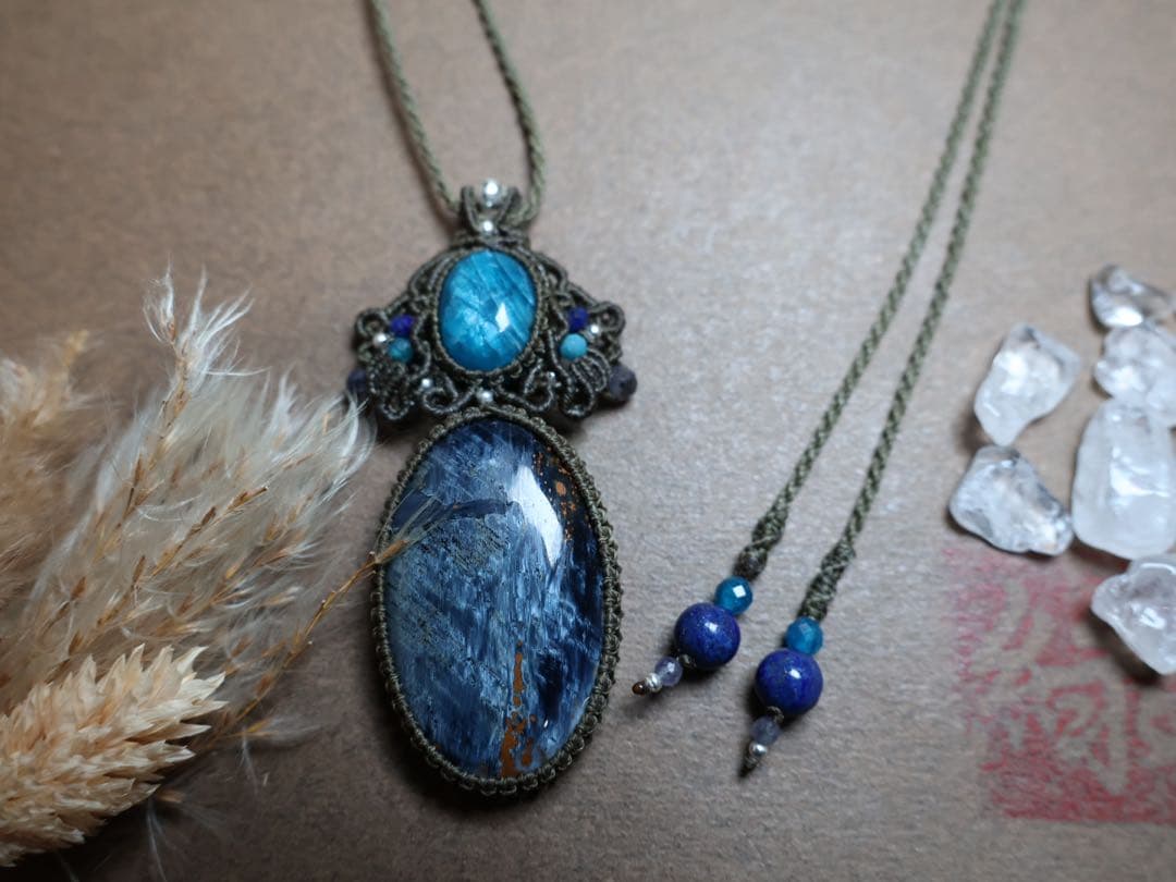 ピーターサイト　アパタイト　マクラメ　ネックレス