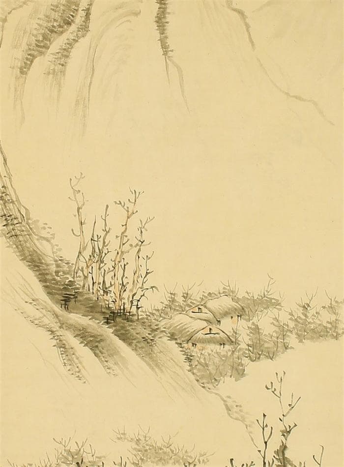 【真作】掛軸 岡田半江『色彩山水図』絹本 肉筆 共箱付 掛け軸 pt7082