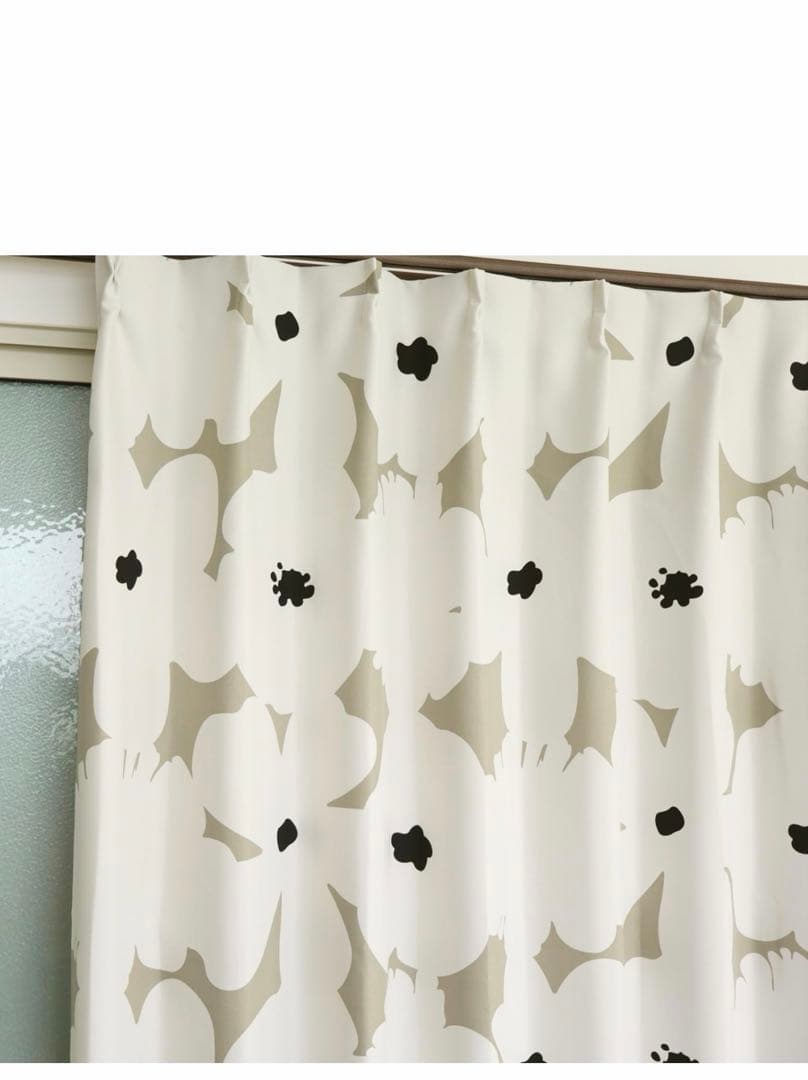 北欧　遮光2級　カーテン　ミーナ柄　ベージュ　100x210cm マリメッコ