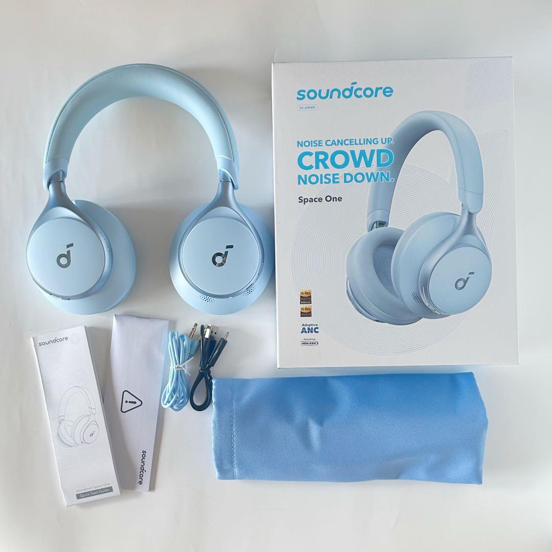 Anker Soundcore Space One ブルー ワイヤレスヘッドホン