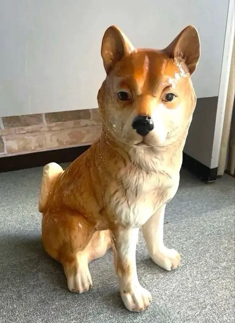 柴犬　陶器　加藤工芸　赤柴　豆柴　等身大　【美品】