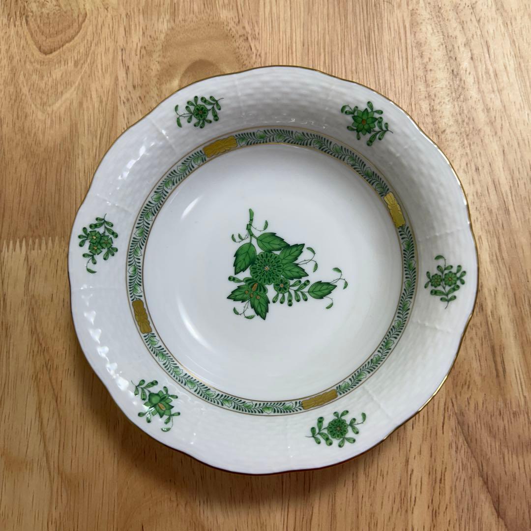 HEREND アボニーグリーン　ハンドペイントfruits bowl