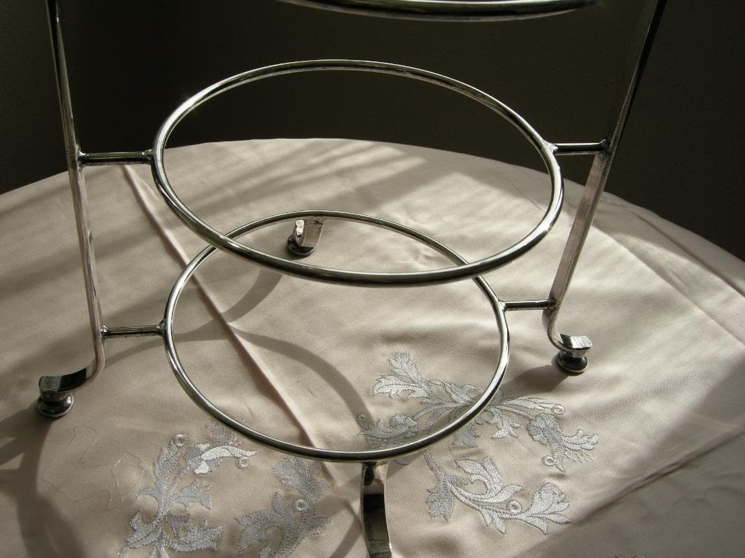 三宝産業（YUKIWA）　ハイティー用ケーキスタンド三段（小）　シルバープレート