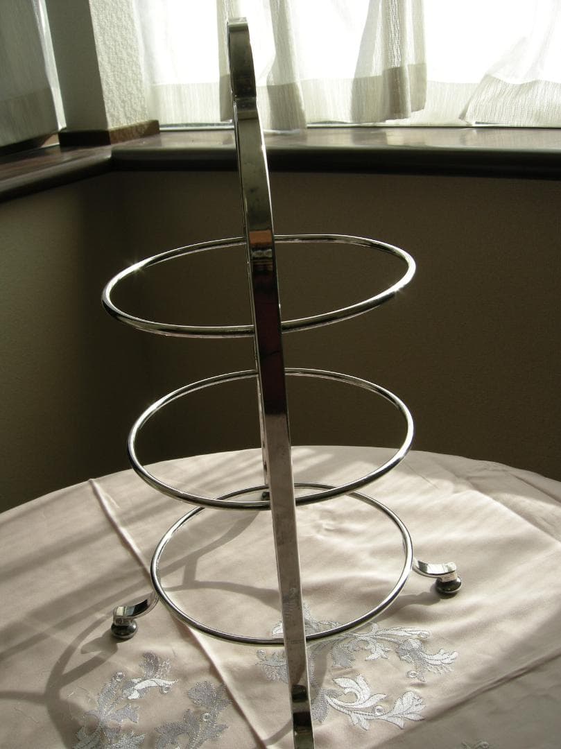 三宝産業（YUKIWA）　ハイティー用ケーキスタンド三段（小）　シルバープレート