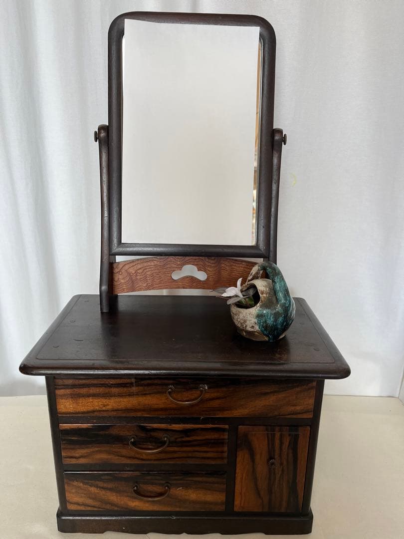 姫鏡台　前黒柿　vintage mirror 組み立て式　民藝