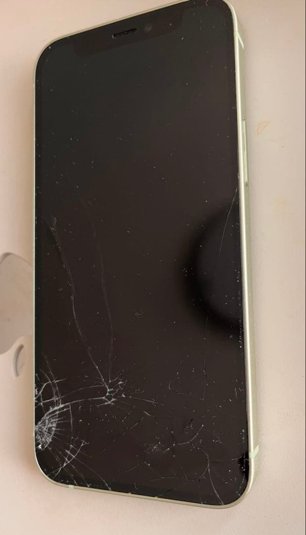 【部品取り】iPhone12 mini ミントグリーン ジャンク 画面破損