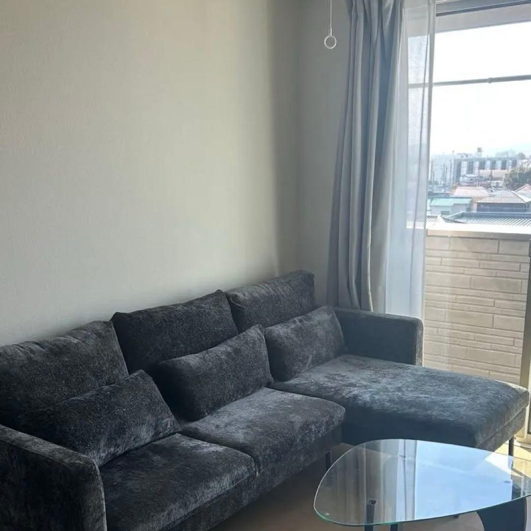 スモーキーブラック　 L字型ソファ 3人掛け　カウチソファー　ソファ