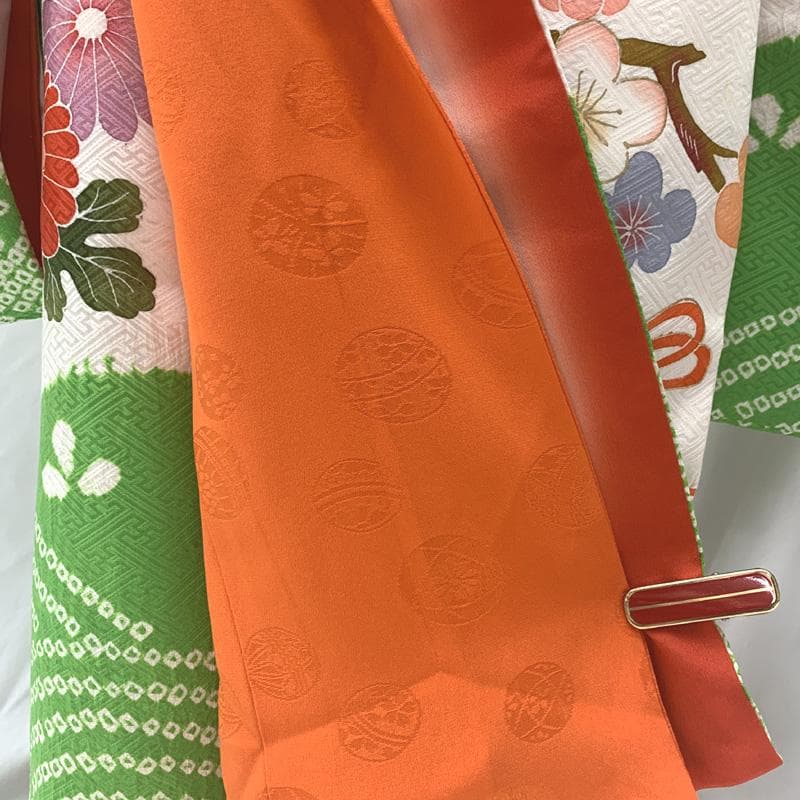 405ag31着物,長襦袢,帯揚げ□七五三 七歳 女児 絞り染め□美品