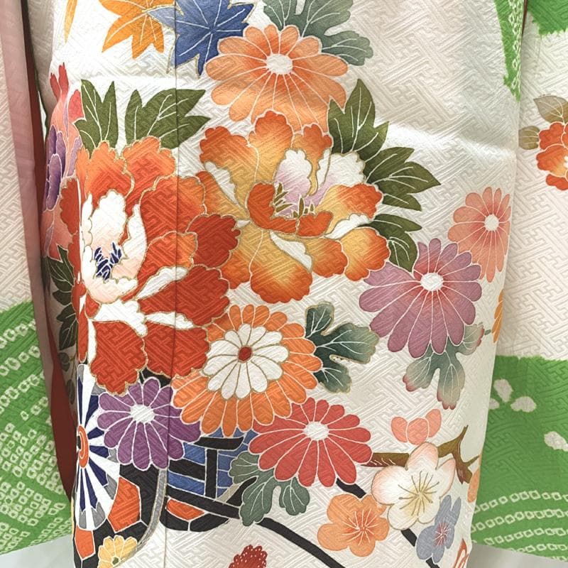 405ag31着物,長襦袢,帯揚げ□七五三 七歳 女児 絞り染め□美品