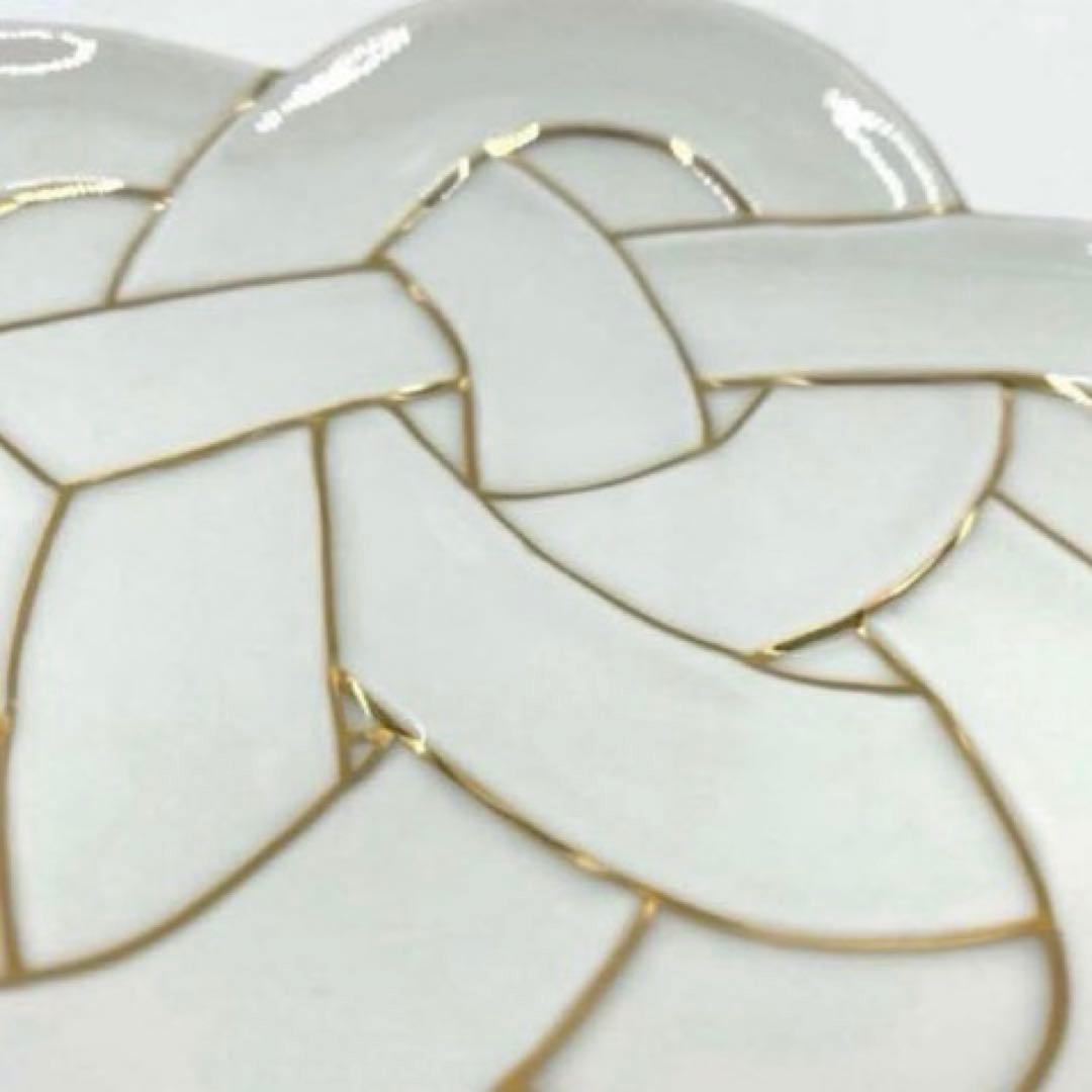 【新品】【大人気】有田焼田清窯　太白金線梅結び銘々皿　縁起物