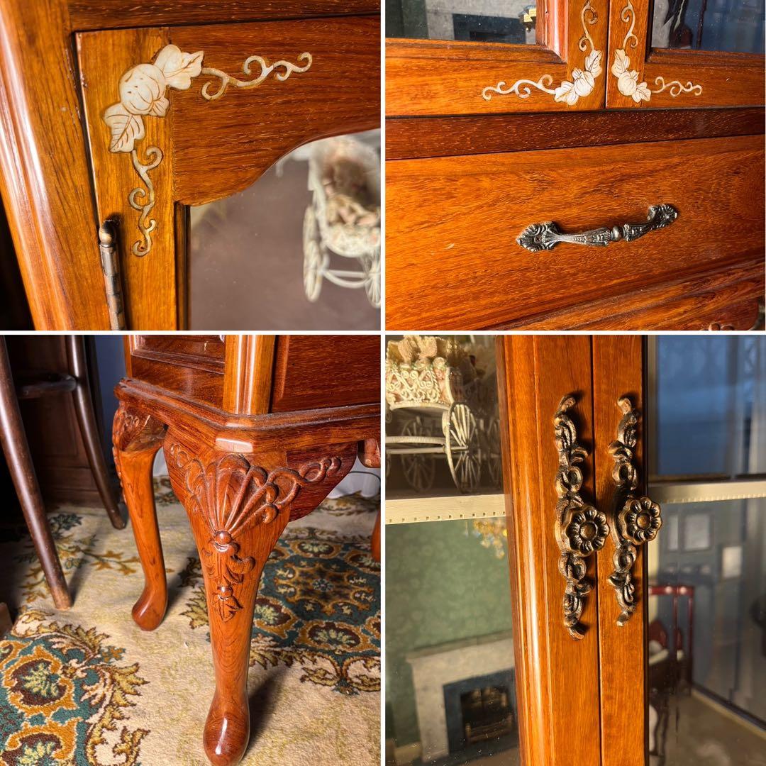 猫脚 ガラスキャビネット 作家 ミニチュア ドールハウス 飾り棚 セット