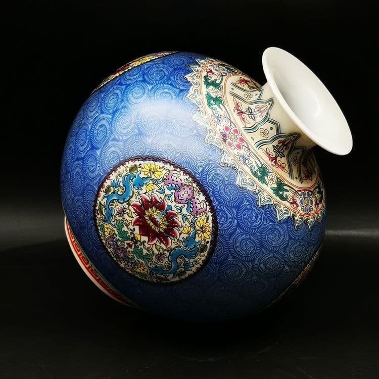 大清隆琅彩団模様石榴尊花瓶  景徳鎮 陶磁器 装飾品 現代工芸品美術品 置物