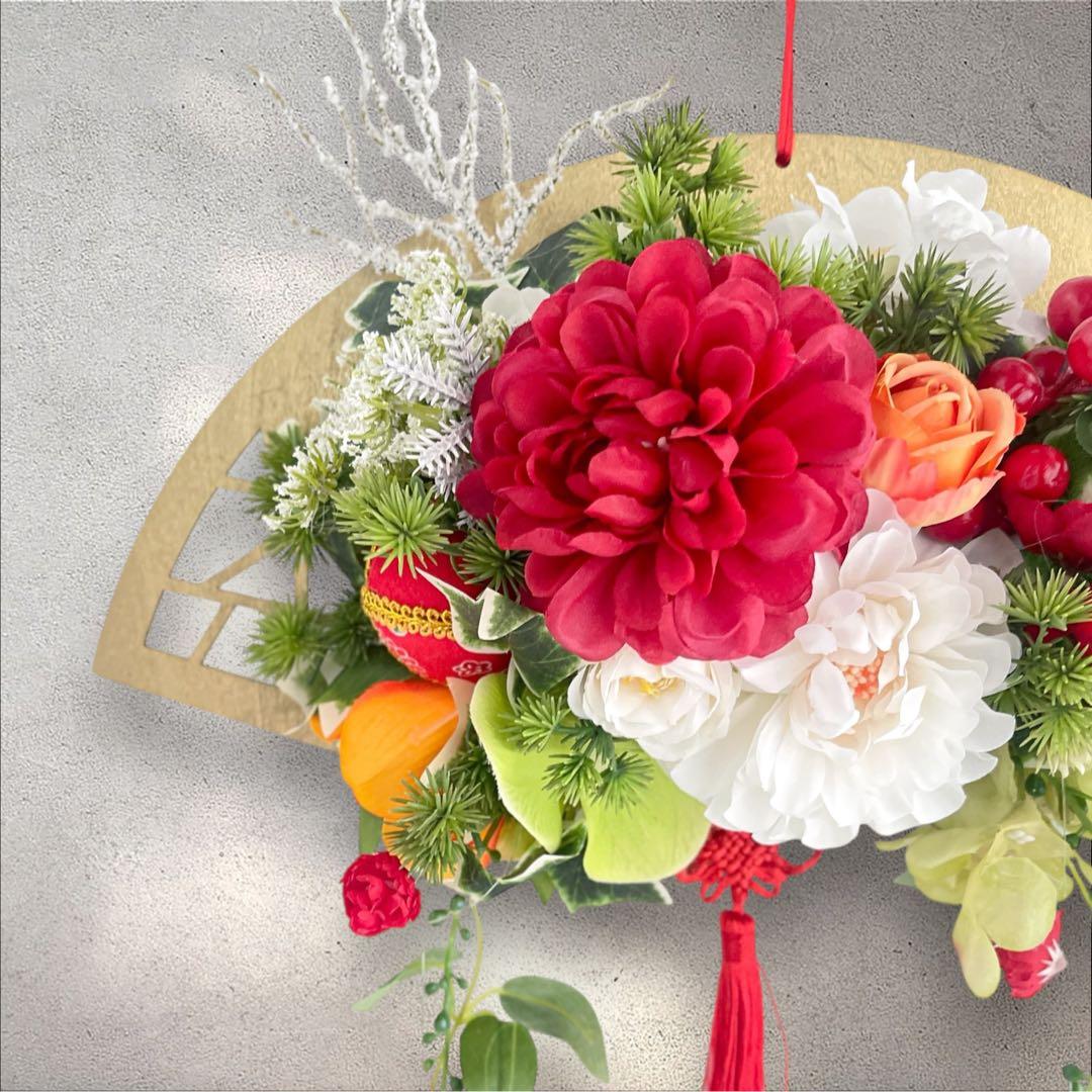 ㊸ 迎春しめ縄｜和モダン新年飾り｜玄関にも室内にも飾れるアートフラワーインテリア