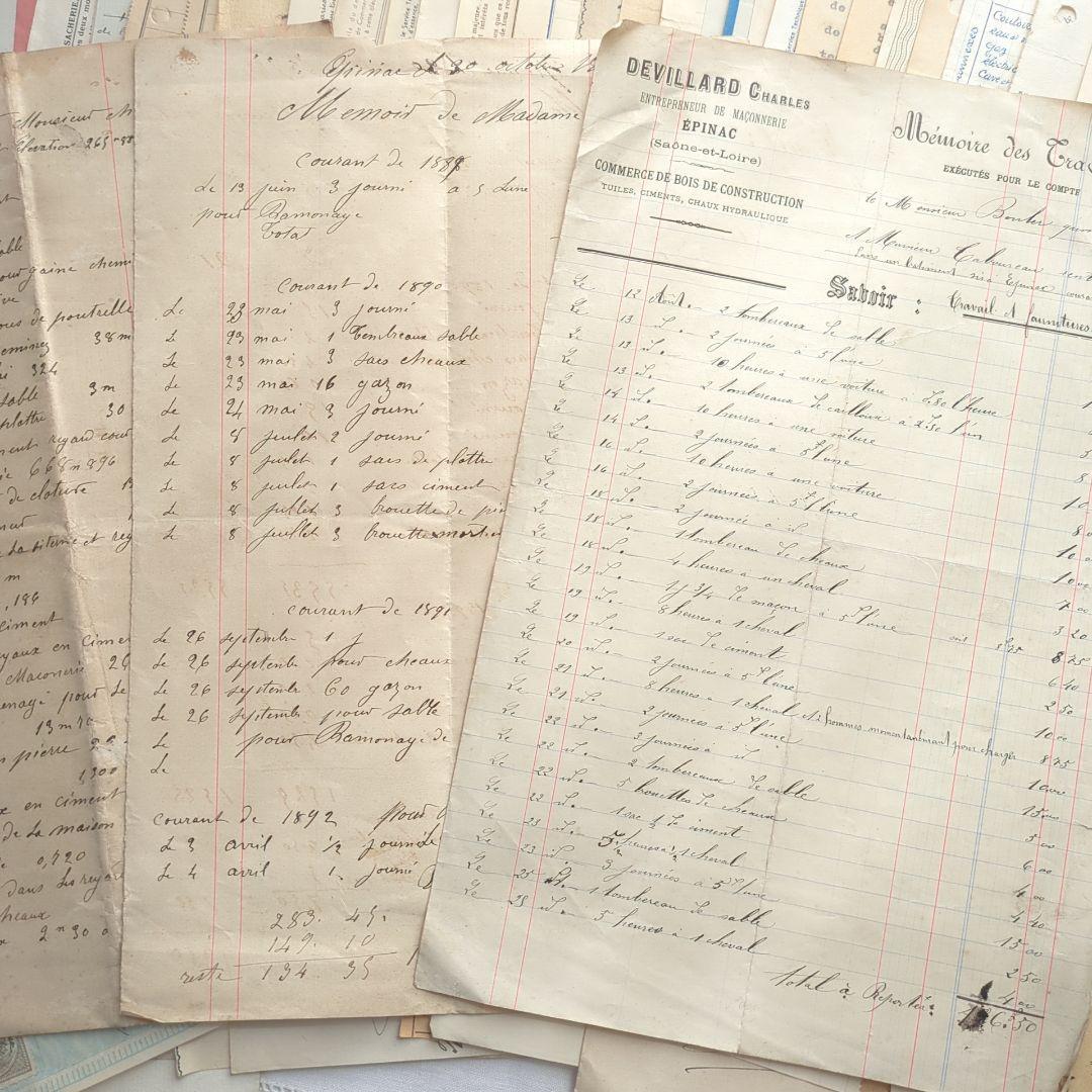 ひ*わ様 90点②フランス 紙もの アンティーク 請求書 ジャンクジャーナル 蚤