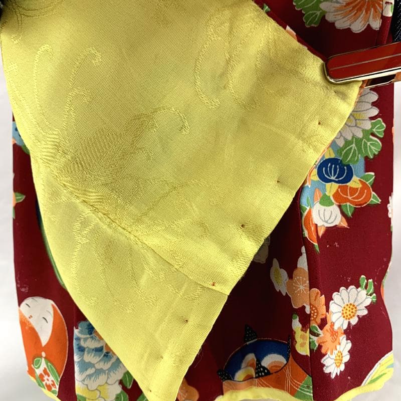 512ag70□七五三 三歳 女児 着物&被布 達磨 花丸文□状態良好